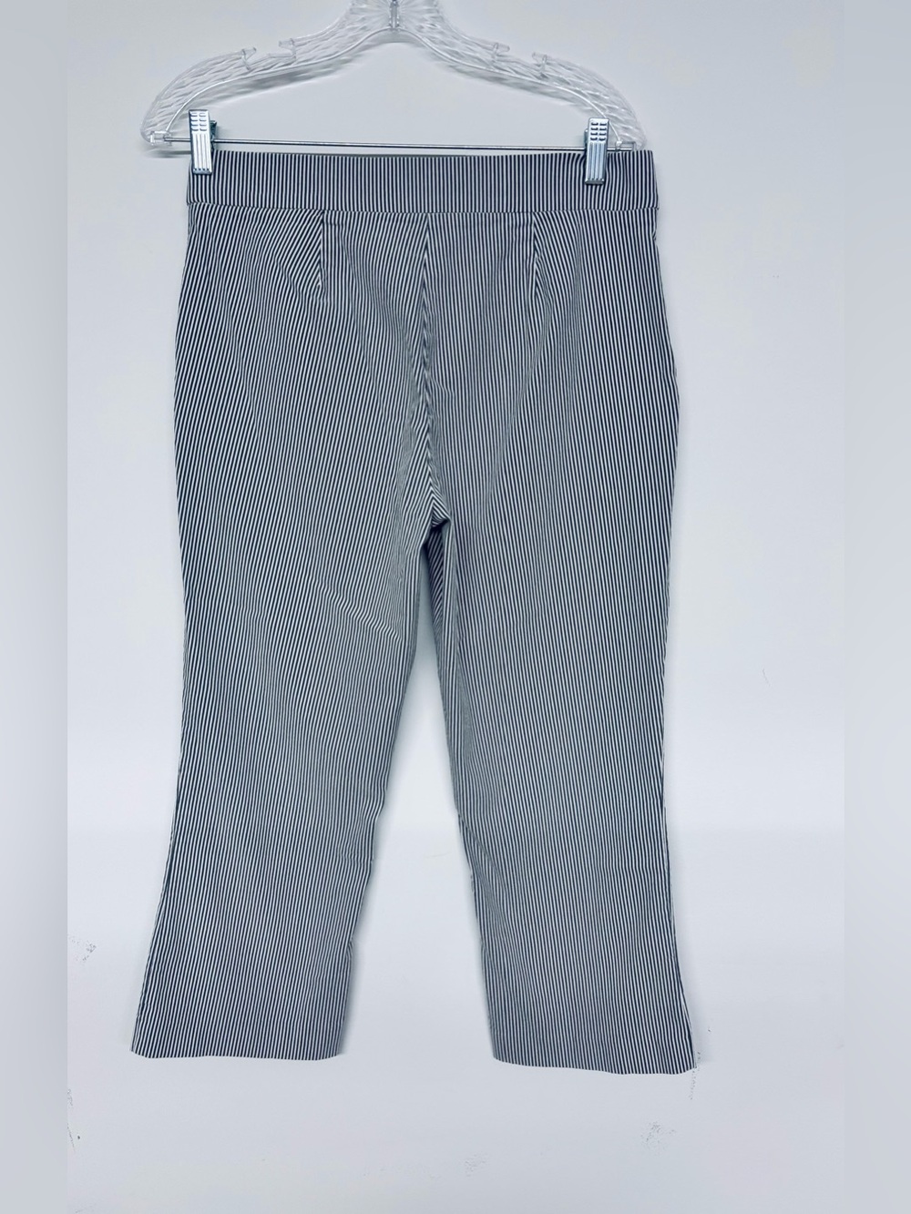 Counterparts Navy and White Nautical Pin Striped Capris w/ Gold Military Buttons